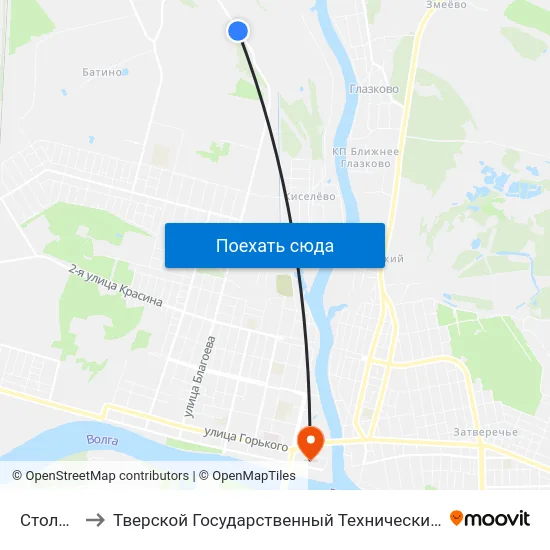 Столовая to Тверской Государственный Технический Университет map