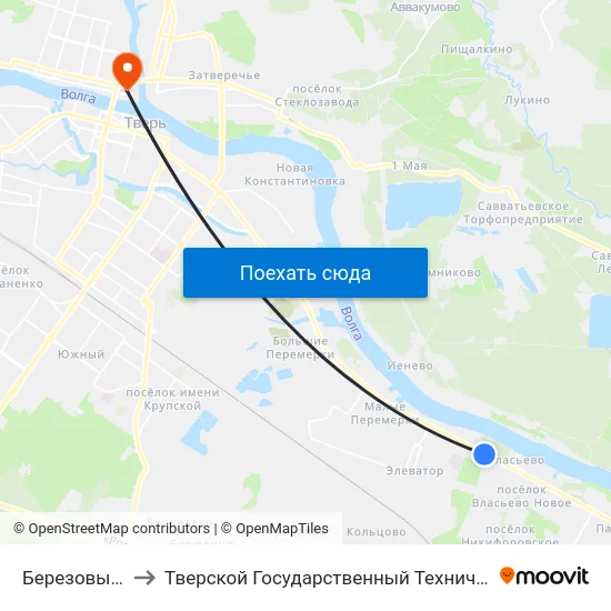 Березовые Рощи to Тверской Государственный Технический Университет map