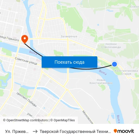 Ул. Пржевальского to Тверской Государственный Технический Университет map