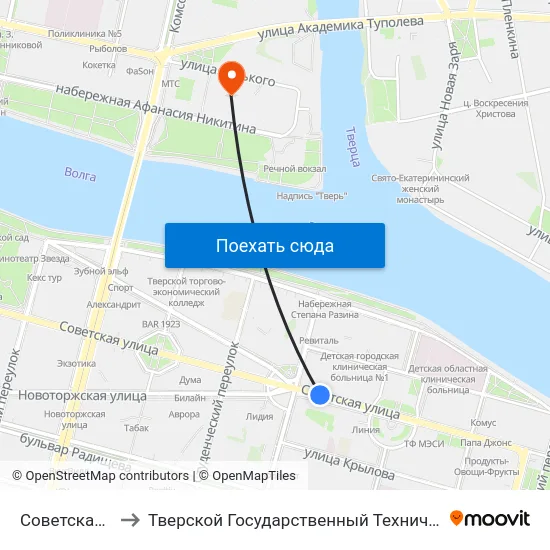 Советская Улица to Тверской Государственный Технический Университет map