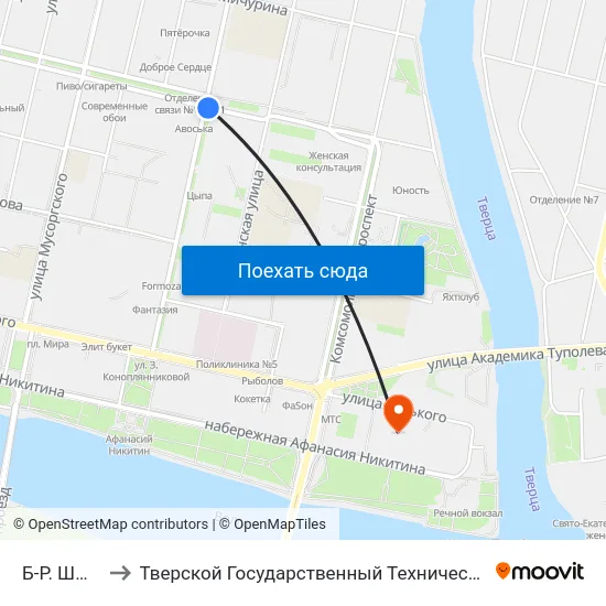 Б-Р. Шмидта to Тверской Государственный Технический Университет map