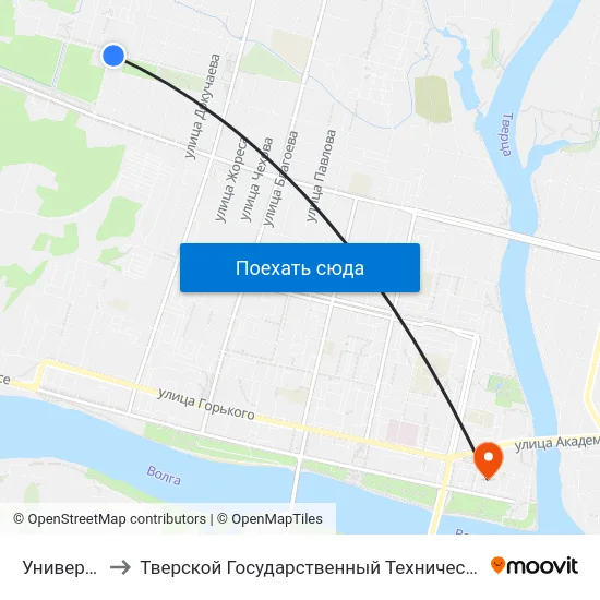 Университет to Тверской Государственный Технический Университет map