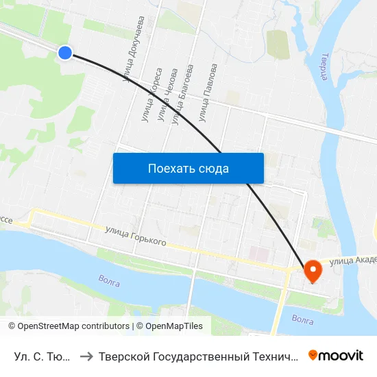 Ул. С. Тюленина to Тверской Государственный Технический Университет map