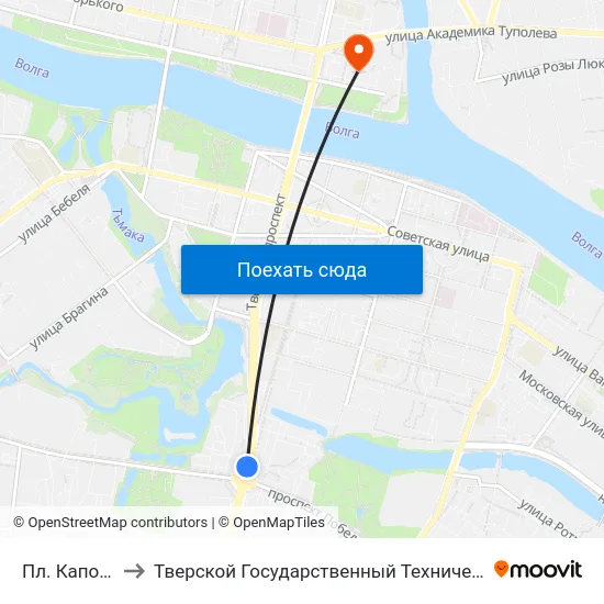 Пл. Капошвара to Тверской Государственный Технический Университет map