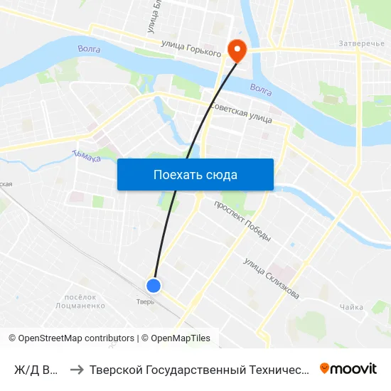 Ж/Д Вокзал to Тверской Государственный Технический Университет map
