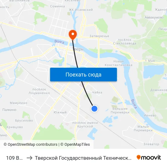 109 Ветка to Тверской Государственный Технический Университет map