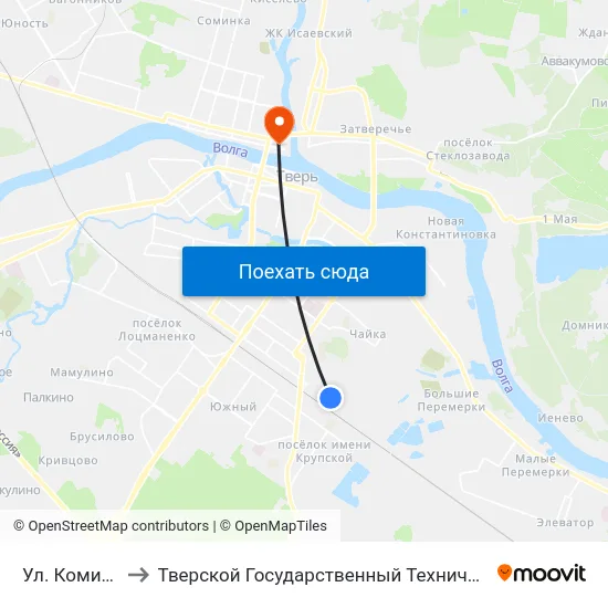 Ул. Коминтерна to Тверской Государственный Технический Университет map