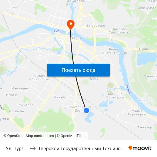Ул. Тургенева to Тверской Государственный Технический Университет map