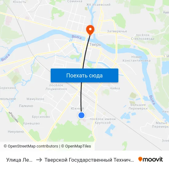Улица Левитана to Тверской Государственный Технический Университет map