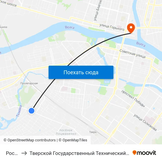 Россия to Тверской Государственный Технический Университет map