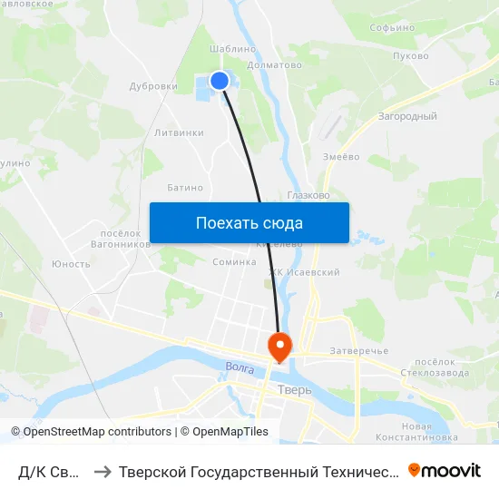 Д/К Светлый to Тверской Государственный Технический Университет map