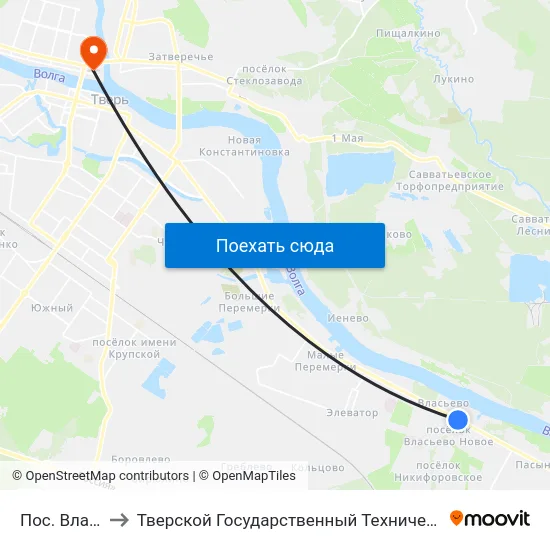Пос. Власьево to Тверской Государственный Технический Университет map