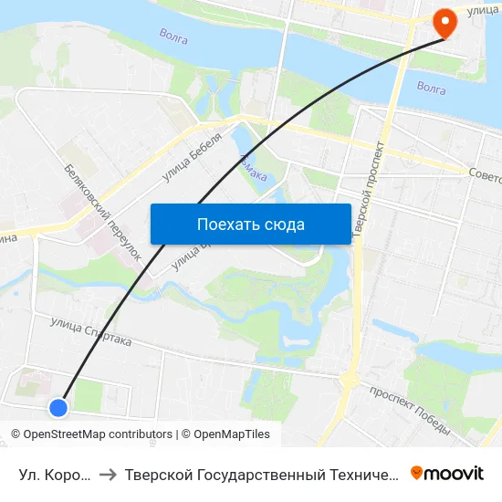 Ул. Коробкова to Тверской Государственный Технический Университет map