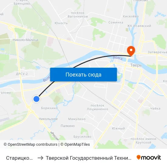 Старицкое Шоссе to Тверской Государственный Технический Университет map