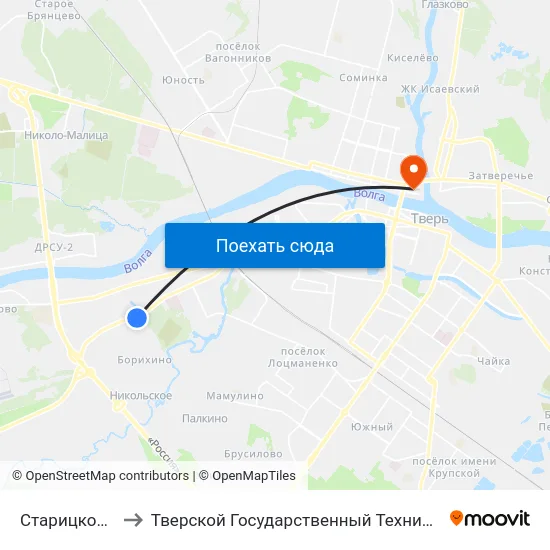 Старицкое Шоссе to Тверской Государственный Технический Университет map