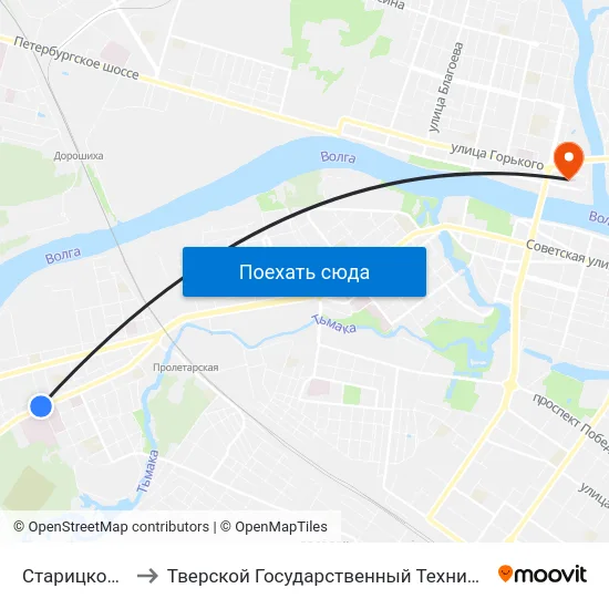 Старицкое Шоссе to Тверской Государственный Технический Университет map