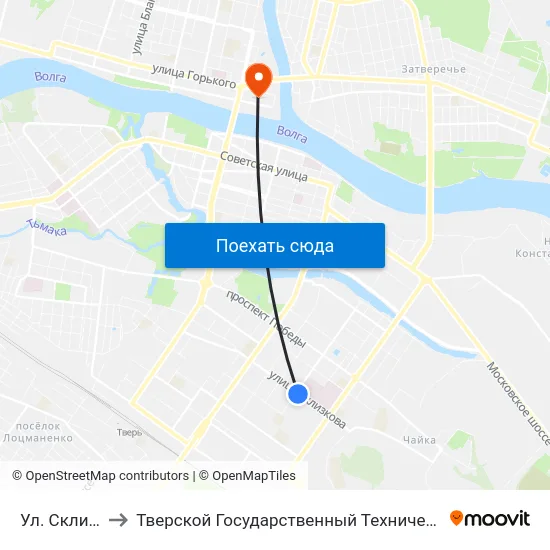 Ул. Склизкова to Тверской Государственный Технический Университет map