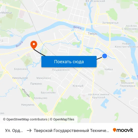 Ул. Орджоникидзе to Тверской Государственный Технический Университет (Учебный Корпус) map