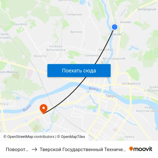 Поворот На Змеево to Тверской Государственный Технический Университет (Учебный Корпус) map