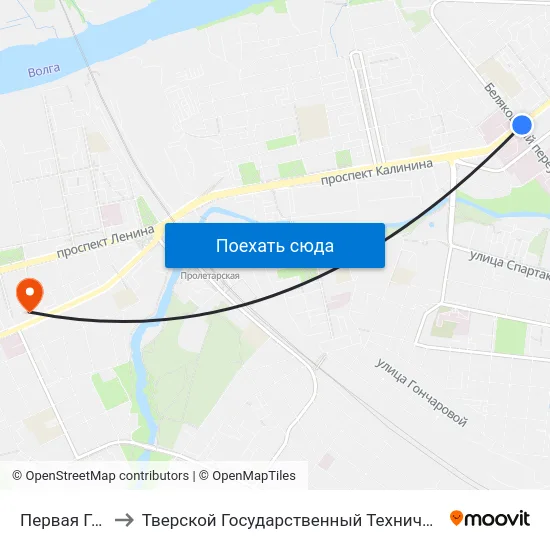 Первая Горбольница to Тверской Государственный Технический Университет (Учебный Корпус) map