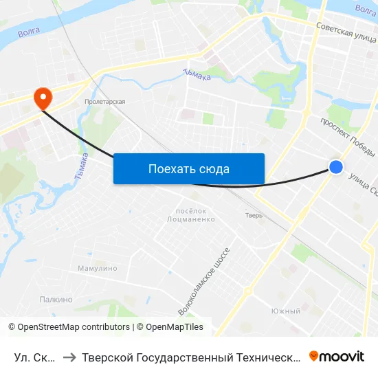 Ул. Склизкова to Тверской Государственный Технический Университет (Учебный Корпус) map