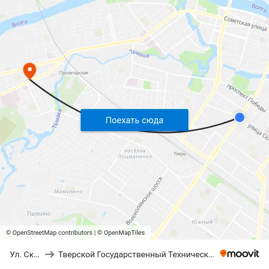 Ул. Склизкова to Тверской Государственный Технический Университет (Учебный Корпус) map