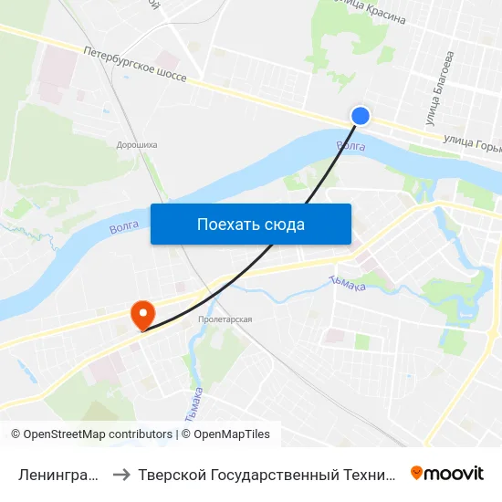 Ленинградская Застава to Тверской Государственный Технический Университет (Учебный Корпус) map