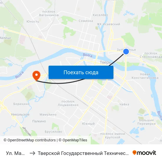 Ул. Маяковского to Тверской Государственный Технический Университет (Учебный Корпус) map
