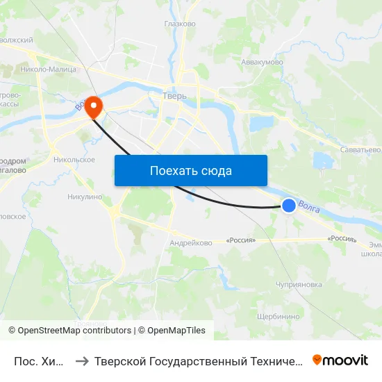 Пос. Химинститута to Тверской Государственный Технический Университет (Учебный Корпус) map