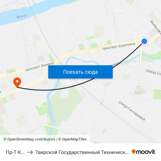 Пр-Т Калинина to Тверской Государственный Технический Университет (Учебный Корпус) map