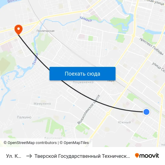Ул. Королева to Тверской Государственный Технический Университет (Учебный Корпус) map