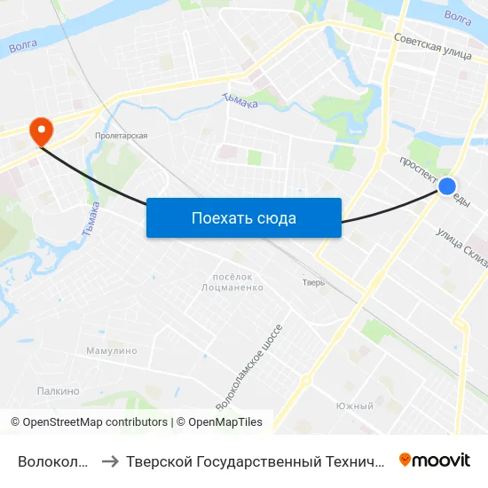 Волоколамский Пр-Т to Тверской Государственный Технический Университет (Учебный Корпус) map