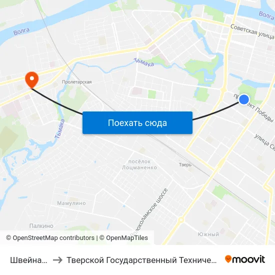 Швейная Фабрика to Тверской Государственный Технический Университет (Учебный Корпус) map