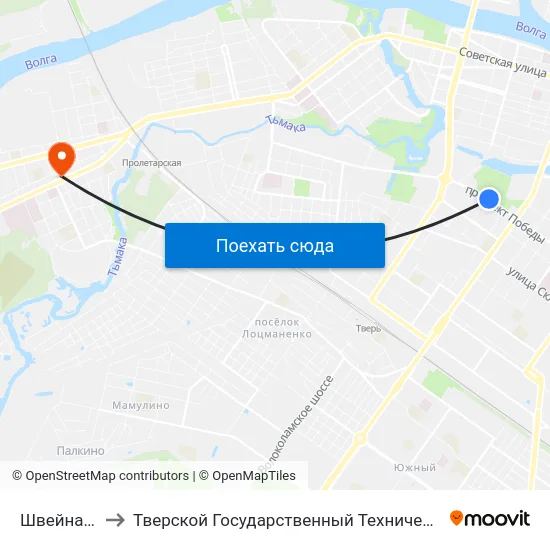 Швейная Фабрика to Тверской Государственный Технический Университет (Учебный Корпус) map