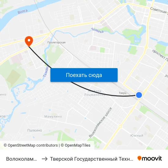 Волоколамский Путепровод to Тверской Государственный Технический Университет (Учебный Корпус) map