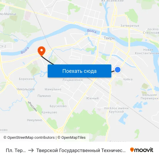Пл. Терешковой to Тверской Государственный Технический Университет (Учебный Корпус) map