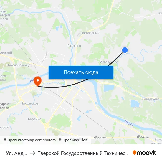 Ул. Андреевская to Тверской Государственный Технический Университет (Учебный Корпус) map