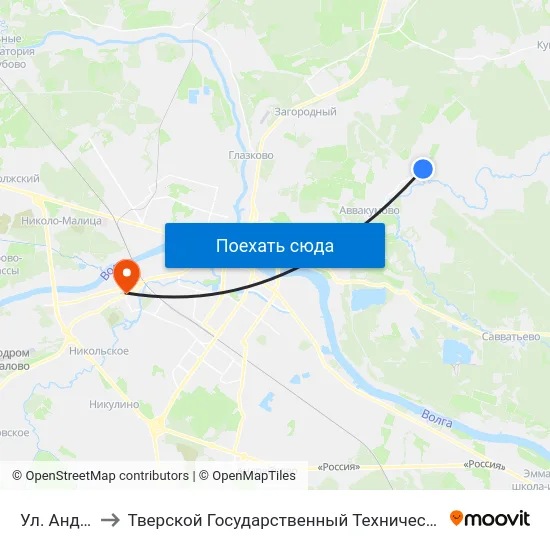 Ул. Андреевская to Тверской Государственный Технический Университет (Учебный Корпус) map