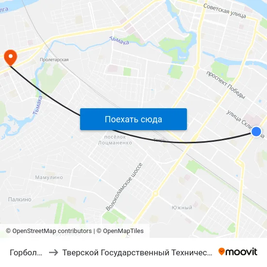 Горбольница №6 to Тверской Государственный Технический Университет (Учебный Корпус) map