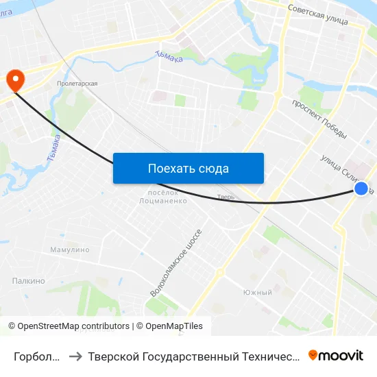 Горбольница №6 to Тверской Государственный Технический Университет (Учебный Корпус) map