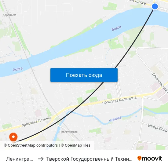 Ленинградская Застава to Тверской Государственный Технический Университет (Учебный Корпус) map