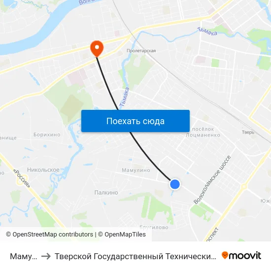 Мамулино-2 to Тверской Государственный Технический Университет (Учебный Корпус) map