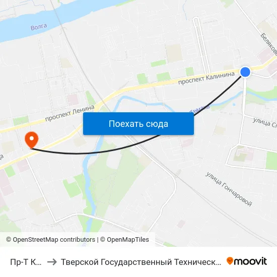 Пр-Т Калинина to Тверской Государственный Технический Университет (Учебный Корпус) map