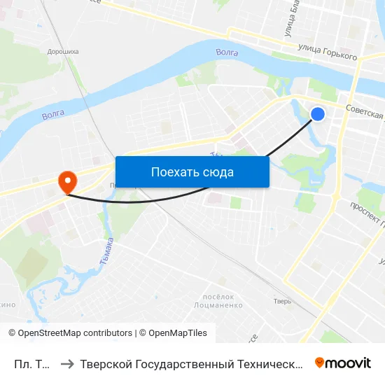 Пл. Тверская to Тверской Государственный Технический Университет (Учебный Корпус) map