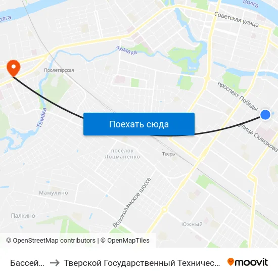 Бассейн 'Радуга' to Тверской Государственный Технический Университет (Учебный Корпус) map