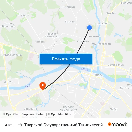 Автоюаза to Тверской Государственный Технический Университет (Учебный Корпус) map