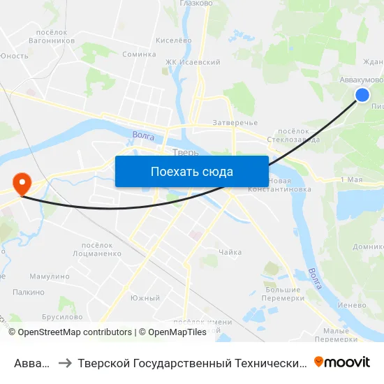 Аввакумово to Тверской Государственный Технический Университет (Учебный Корпус) map