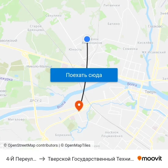 4-Й Переулок Вагонников to Тверской Государственный Технический Университет (Учебный Корпус) map