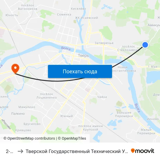 2-Й Км to Тверской Государственный Технический Университет (Учебный Корпус) map