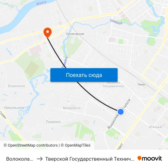 Волоколамское Шоссе to Тверской Государственный Технический Университет (Учебный Корпус) map